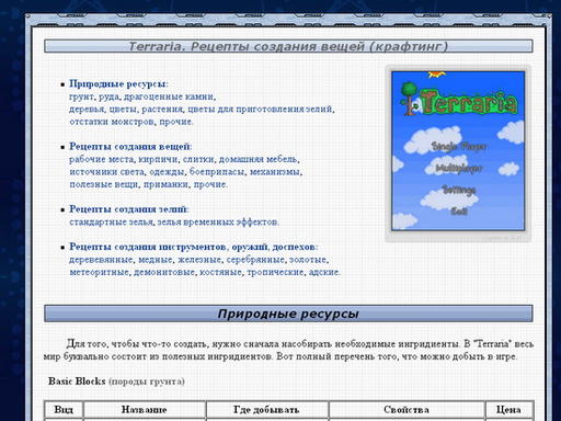 Terraria. крафтинг (Рецепты создания вещей)